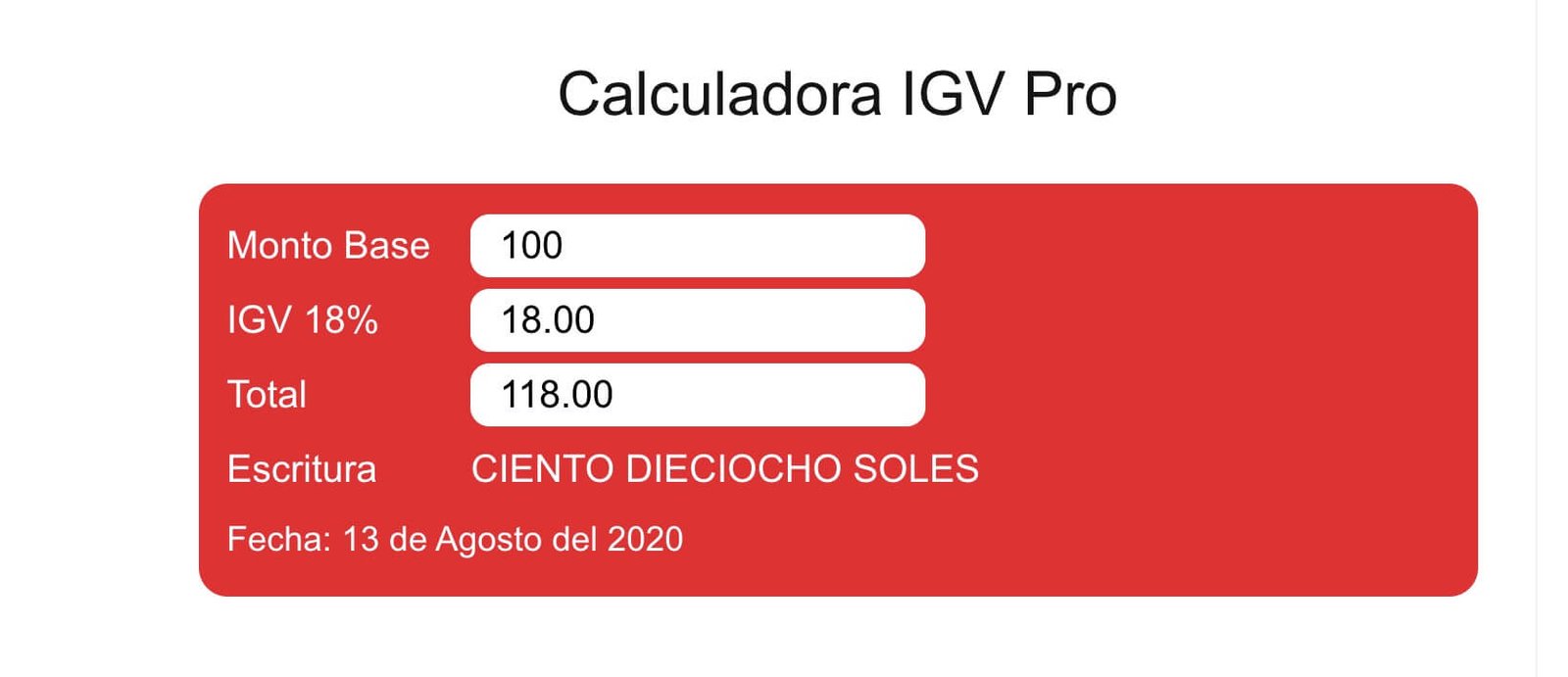 Calculadora IGV Perú